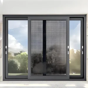 Thermal Break Aluminum 3-Track Sliding Window with Double Tempered Glass for Villa