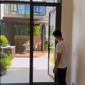 Thermal Break Aluminum Alloy Double Swing Doors Tempered Glass Courtyard Balcony Modern Apartment Indoor Soundproof