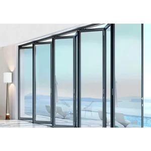 Thermal Break Aluminum Bi-Folding Tempered Glass Folding Sliding Entry Door