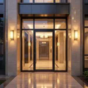 Thermal Break Aluminum Casement Swing Glass Entry Door for Interior or Exterior Use