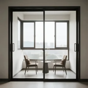 Thermal Break Aluminum Exterior Sliding Door Energy Saving Glass Door for Patio Balcony