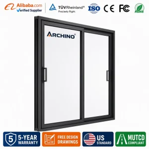 Thermal Break Aluminum Slim Frame Sliding Door with Double Glazing for Residential Sunrooms