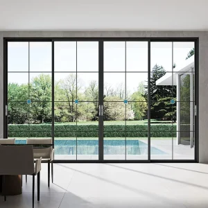 Thermal Break Double Glazed Aluminum Alloy Sliding Glass Door with Grille for Balcony
