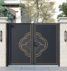 Thick Load-Bearing Aluminum Alloy Swing Courtyard Gate, Weatherproof for Hotel or Villa Entry