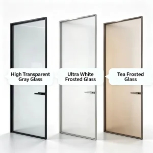 Thickened 2.0 Profile Ultra Narrow Titanium Magnesium Alloy Glass Swing Door Suitable for Bathrooms and Kitchens