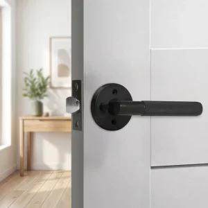 Three Bar Handle Door Lock Gold Single Tongue Keyless Wooden Interior Door