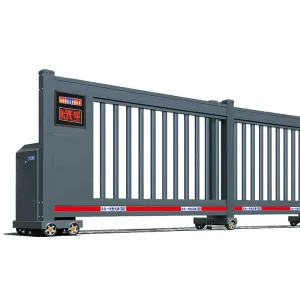 Trackless Aluminum Alloy Electric Folding Sliding Gate with Black Finish and Remote Control
