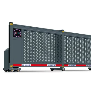 Trackless Black Aluminum Alloy Automatic Retractable Remote-Control Folding Sliding Gate for Community Courtyards