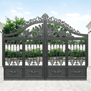 Traditional Villa Garden Wrought Iron Gate Double Swing Iron Gate for Yard Entrance Driveway for Houses Villas and Yards