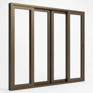 Two Track Aluminum Slim Profile Large Glass Panel Sliding Door with Stainless Steel Roller for Patio Villa Balcony