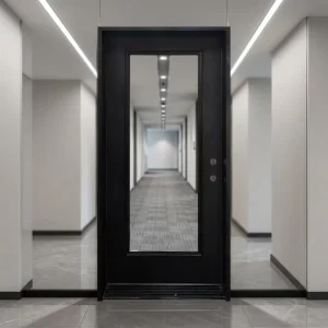 UL EN Certified 1.0mm Steel Frame 10mm Fireproof Glass Steel Glass Fire Door for Hotel Apartment Office Commercial Building