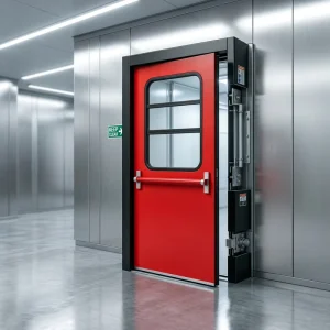 UL Industrial Steel Fire Door with Crash Bar, Impact-Resistant Fire-Rated Emergency Exit Door for Warehouses and Factories