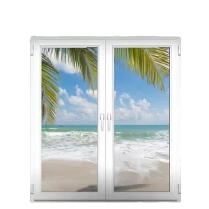 UPVC Double Tempered-Glass Hinged Sliding Door, NFRC Standard, Waterproof, Heat-Insulating, and Windproof