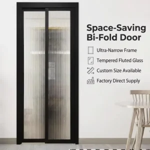 Ultra Narrow Border Aluminum PD Folding Door Ideal Space Solution for Compact Bathroom Doorway