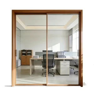 Ultra-Narrow Finished Wood-Color Sound-Insulating Aluminum Alloy Sliding Door for Living Room Balcony Kitchen Bathroom Partition