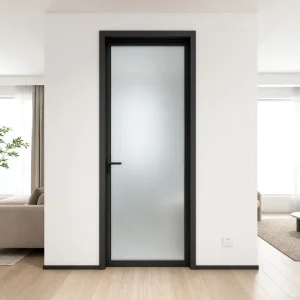 Ultra Narrow Frame Aluminum Glass Door with French Design Water Resistant Hidden Hinges for Hospital and Bathroom Use