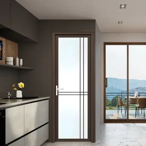 Ultra-Narrow Frosted Aluminum Alloy Glass Door, Manual-Opening, for Bathroom and Kitchen