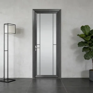 Ultra-Narrow Modern Interior Casement Door Soundproof Invisible Frosted Tempered Glass for Apartment Villa Kitchen Bathroom