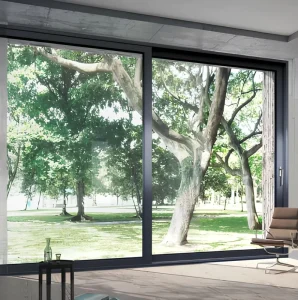 Ultra Narrow Modern Soundproof Sliding Door Aluminum Alloy Glass Finished Surface Side Opening Design Living Room Villa