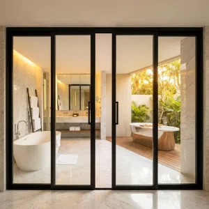 Ultra-Narrow Modern Soundproof Sliding Door Nylon Aluminum Alloy Glass Side Opening for Living Room and Hotel