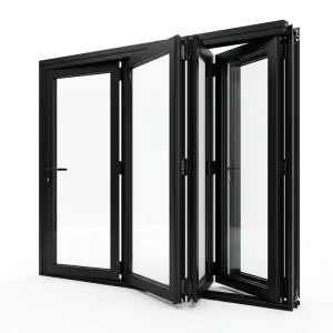 Ultra Slim Frame French Design Tempered Glass Entrance System Folding Door for Modern House Courtyard Leisure Space