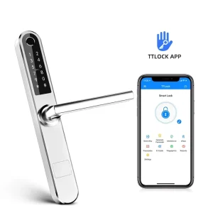 Ultra Slim Stainless Steel Waterproof WiFi BLE Smart Door Lock with Aluminium Construction for UPVC Doors