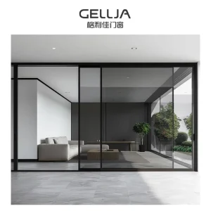 Ultra-Thin Aluminum Balcony Elevator Partition Sliding Door with Silent Glass
