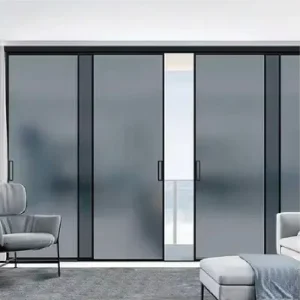 Ultra-Thin Frosted Glass Swing Door with Aluminum Frame