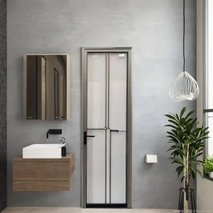 Ultra-Thin Frosted Glass Swing Door with Aluminum Frame Interior Door Set for Residential Apartments