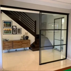 Ultra-Thin Steel Frame Sliding Glass Door with Double Layer Glass for Residential Homes