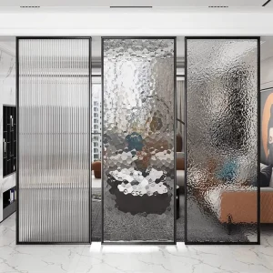 Ultra-White Tempered Glass Modern Simple Water Ripple Art Screen Bathroom Half-Wall Partition Living Room