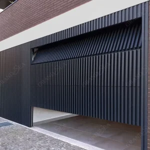 Vertical Bi-Folding Tilt-Up Slatted Aluminium Flush-Mount Sectional Garage Door with Wall Panels