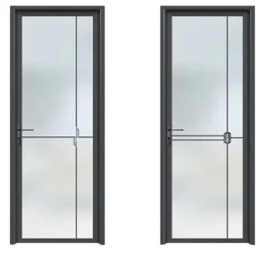 Very Narrow Aluminum Alloy Glass Interior Swing Door, Fire Prevention, Sound and Heat Insulation, Manual Opening