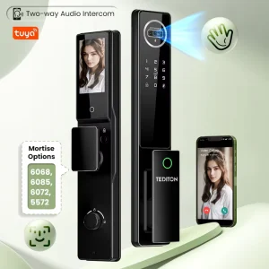 Video Intercom Outdoor Smart Door Lock with Camera, Palm and Face Recognition