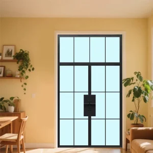 Villa Black Balcony Patio Iron Front Door Entrance Steel Swing Glass Doors Frames for Home