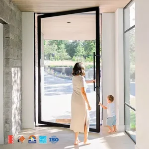 Villa Commercial Front Pivot Aluminum Australia Modern Design Glass Door Exterior Aluminium Pivot Doors