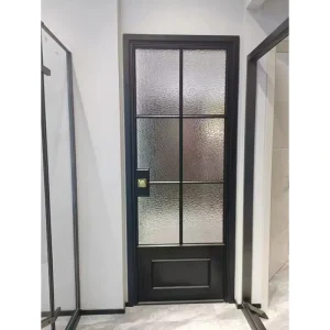Vintage Window-Style Textured Tempered Frosted Glass Interior Partition Bathroom Door