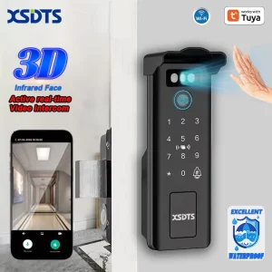 W31 WiFi Smart Rim Lock with Facial and Palm Vein Recognition, Fingerprint, Waterproof Design, Intercom, and Cloud Connectivity for Outdoor Electronic Gates