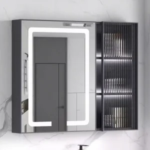 Wall-Mounted Smart Anti-Fog Bathroom Mirror Cabinet with Glass Door