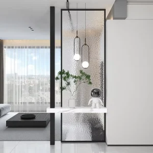 Water Pattern Glass Screen Partition for Living Room Entrance and Wash Basin