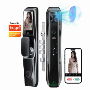 Waterproof 3D Face and Fingerprint Recognition Smart Door Lock with 6068 Mortise Smart Key Card and WiFi App