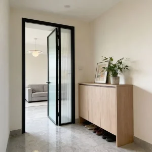 Waterproof Aluminum Alloy Glass Door with Noise Reduction, Easy Cleaning and Unequal Width