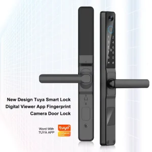 Waterproof Aluminum Alloy Smart Door Lock with Fingerprint, Card, Key, and Cat Eye for Wood, Aluminum, and Steel Doors