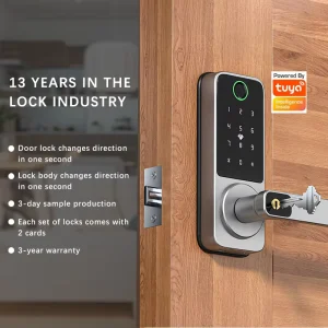 Waterproof Aluminum Door Smart Lock with Remote Unlocking, Touchscreen, and Fingerprint Access