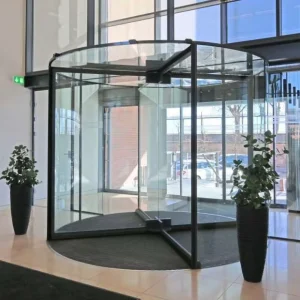 Waterproof Automatic Full Glass Revolving Door CE Certification Fiberglass 10mm Tempered Glass for Modern Architectural