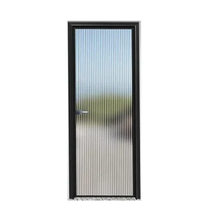 Waterproof Single Interior Door With Tempered Frosted Glass and Aluminum Slim Frame