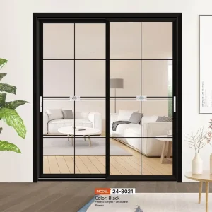 Waterproof Tempered Glass Door with Aluminum Frame Partition Door for Living Room Bathroom Patio Terrace Home Office