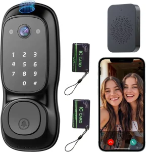 Waterproof WiFi Smart Door Lock with Camera, Visual Intercom, Keyless Entry, and Video Doorbell