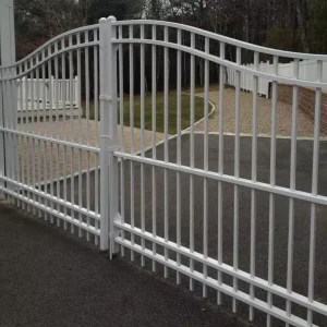 Wave Top Aluminum Driveway Double Swing Gate Matte Powder Coated Villa Entrance Security Gate Residential Size