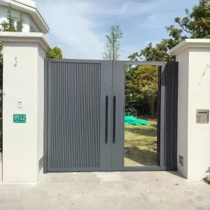 Weather-Resistant Aluminum Alloy Villa Courtyard Door, Customizable Size, 3D Modeling